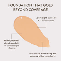 YENSA silky foundation texture close-up, demonstrates smooth blendability for radiant skin
