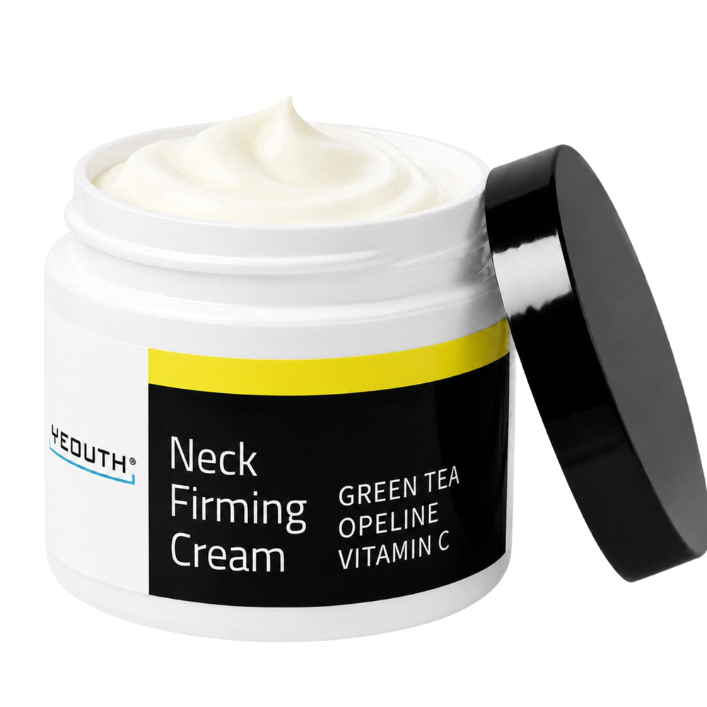 YEOUTH neck cream front jar showing label and suggested use benefits