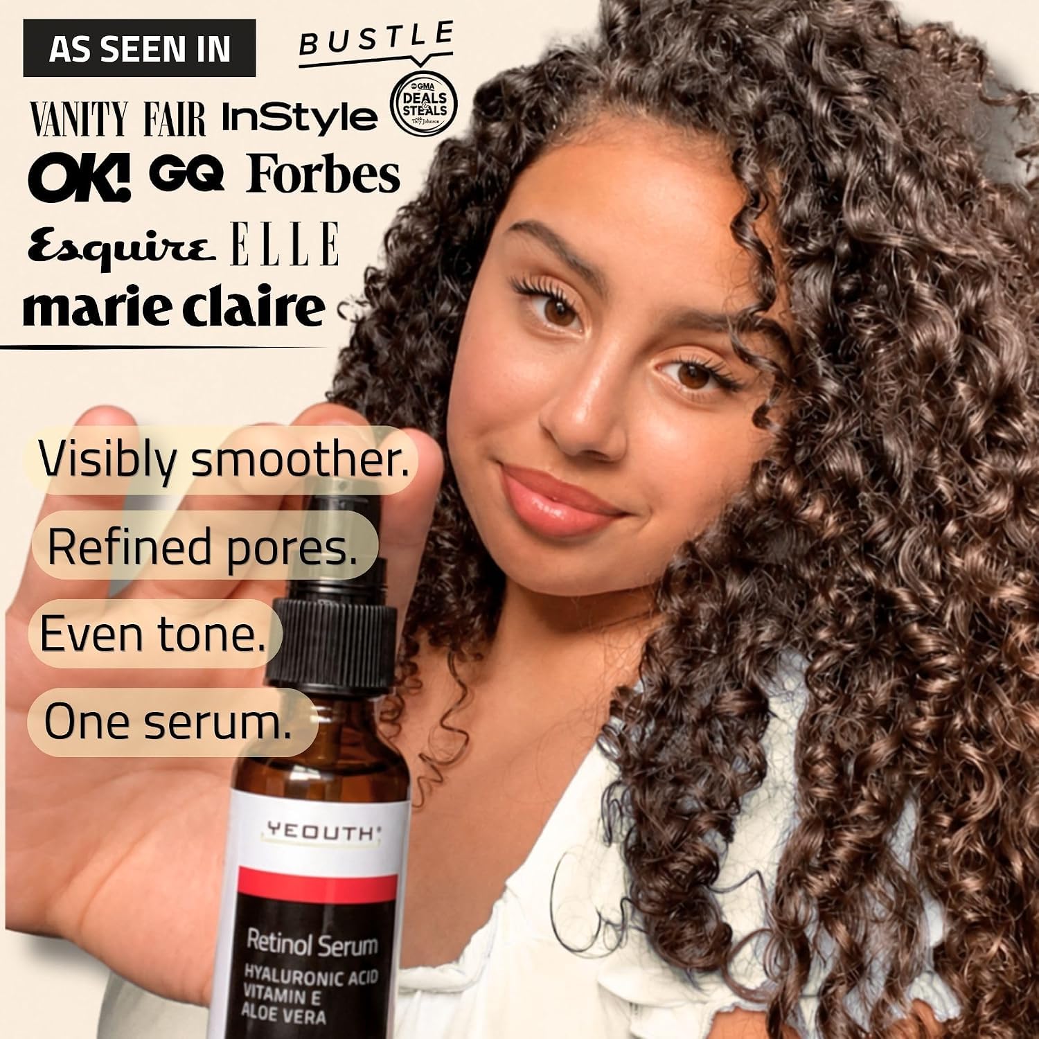 YEOUTH serum in nighttime bathroom routine suggesting simple evening use benefit