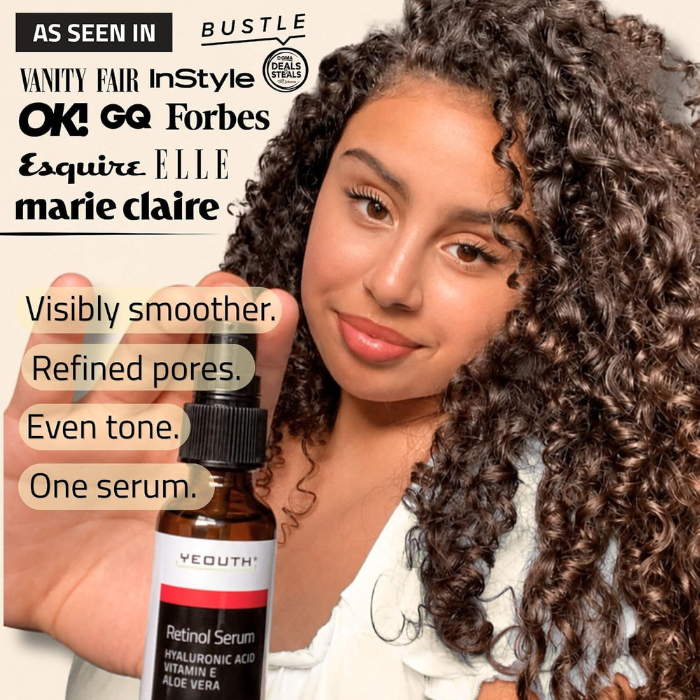 YEOUTH serum in nighttime bathroom routine suggesting simple evening use benefit