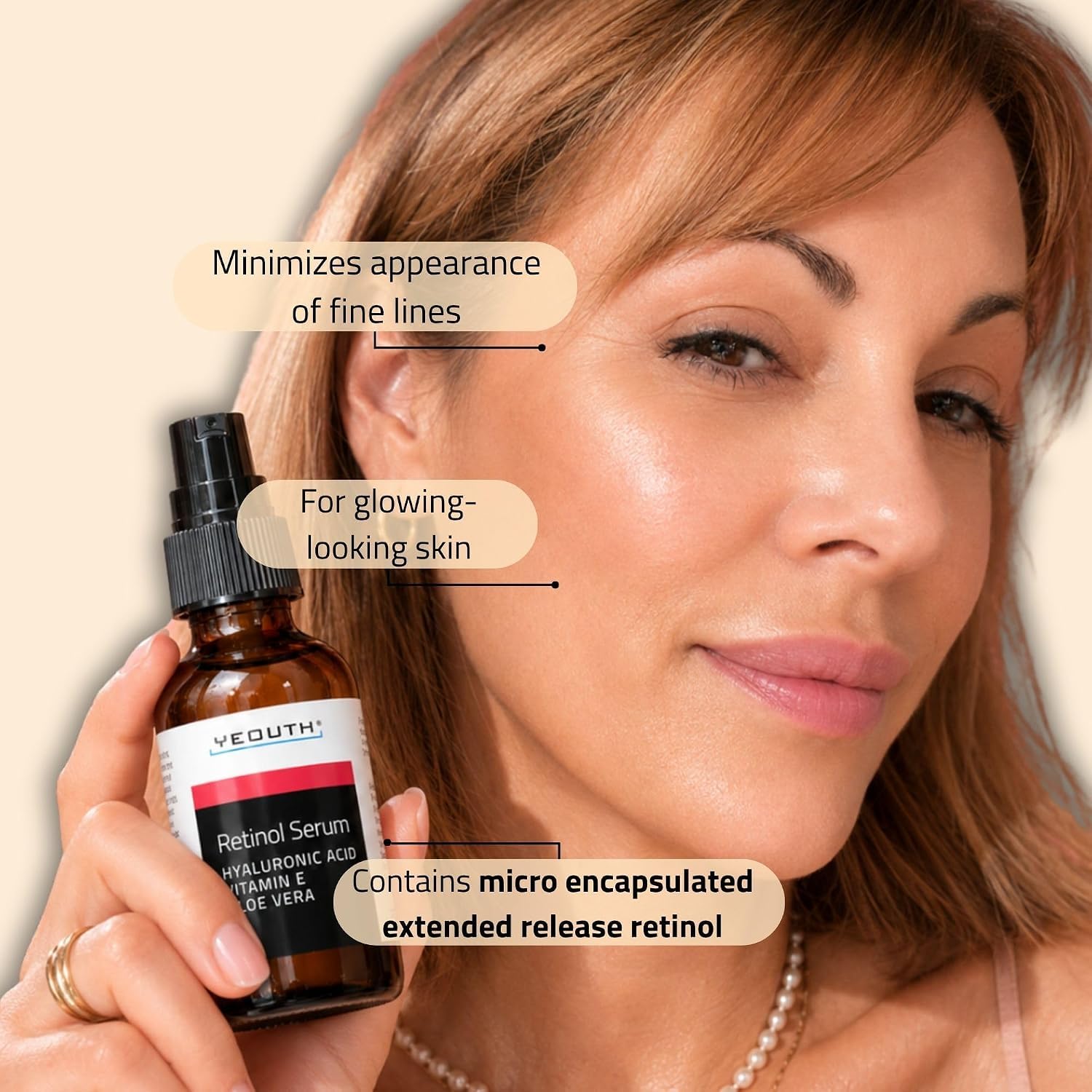 YEOUTH serum texture on skin close-up illustrating lightweight hydration benefit