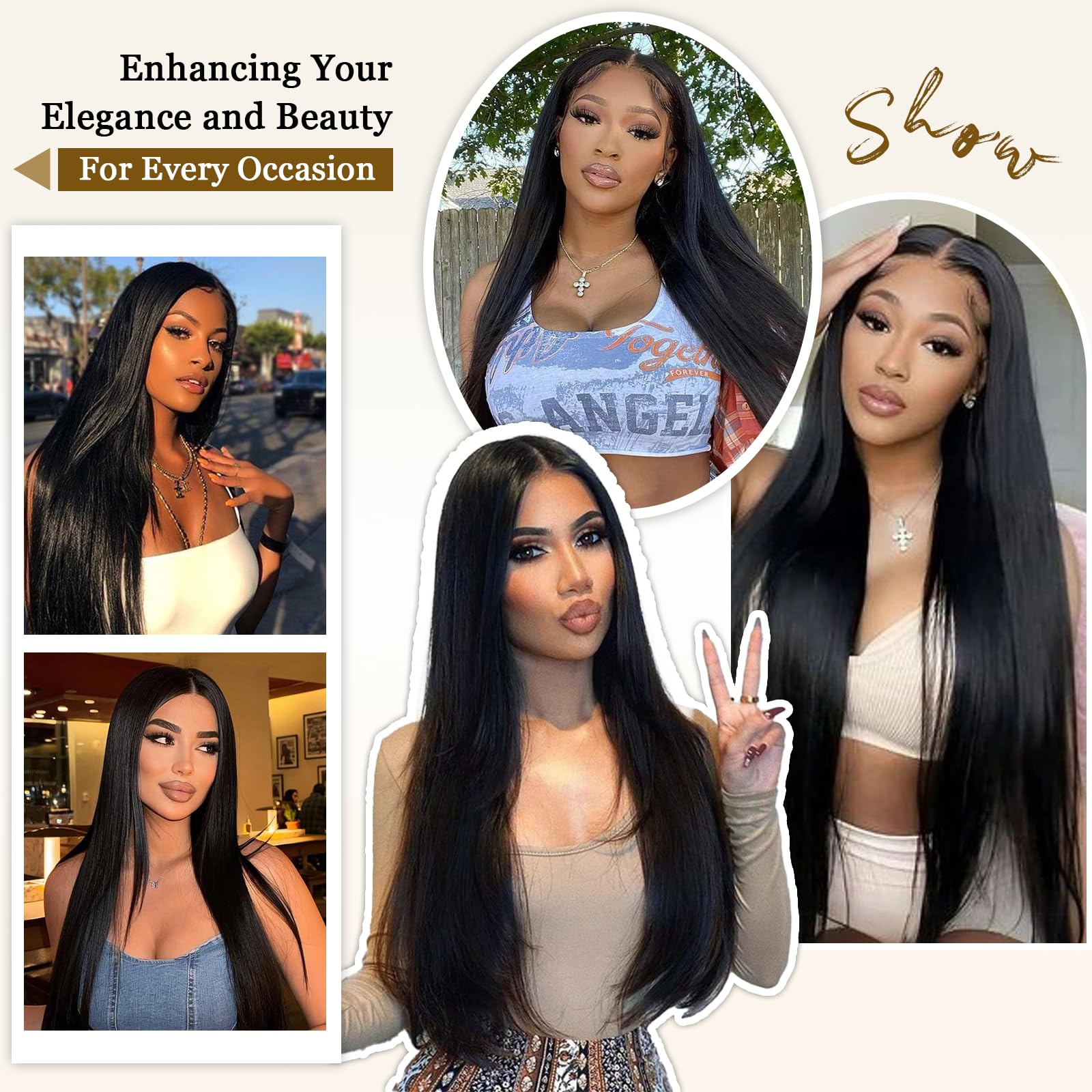 YesBase lifestyle shot of woman wearing long straight hair for confidence