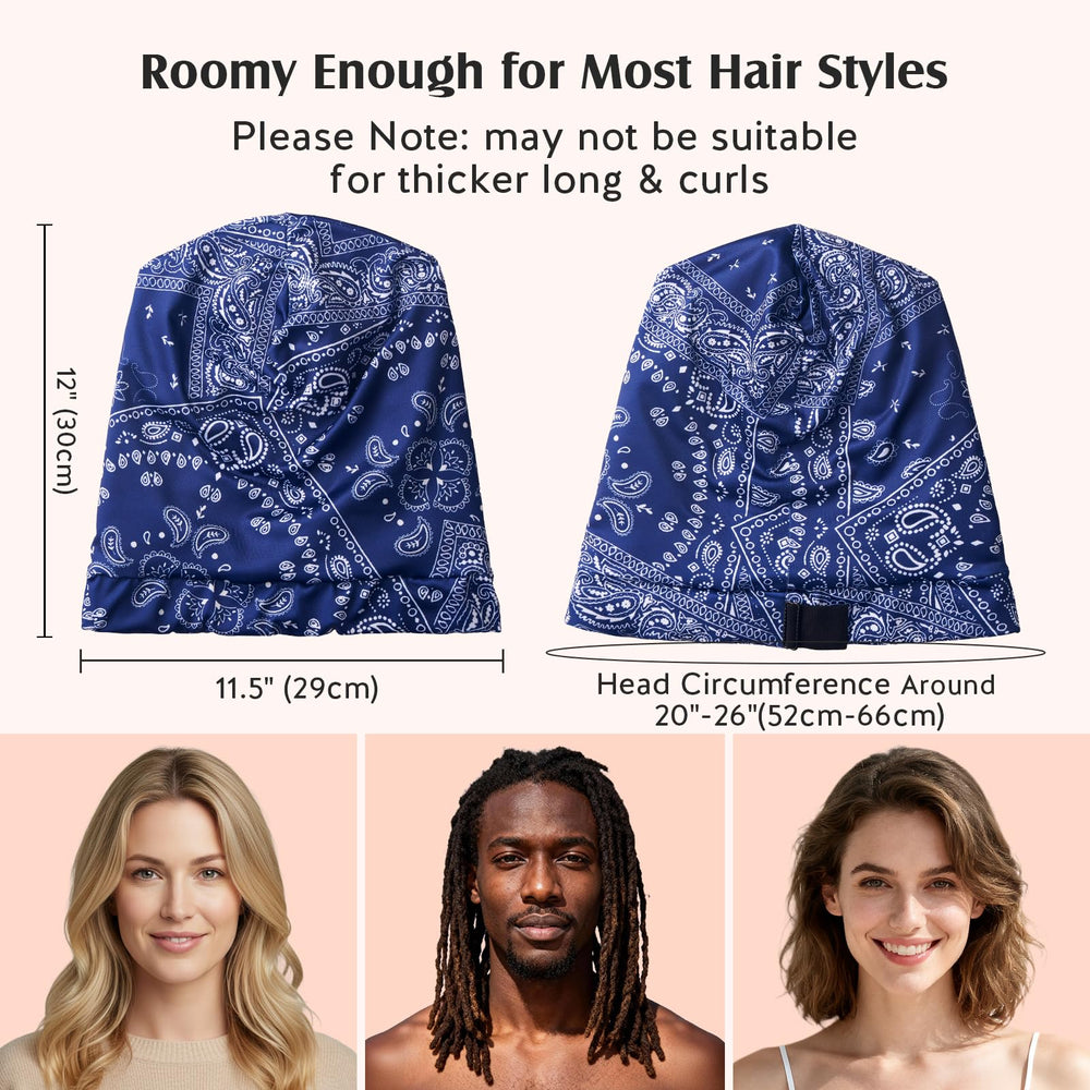 YFONG man wearing silk lined bonnet in bedroom showing scalp-friendly coverage and comfort