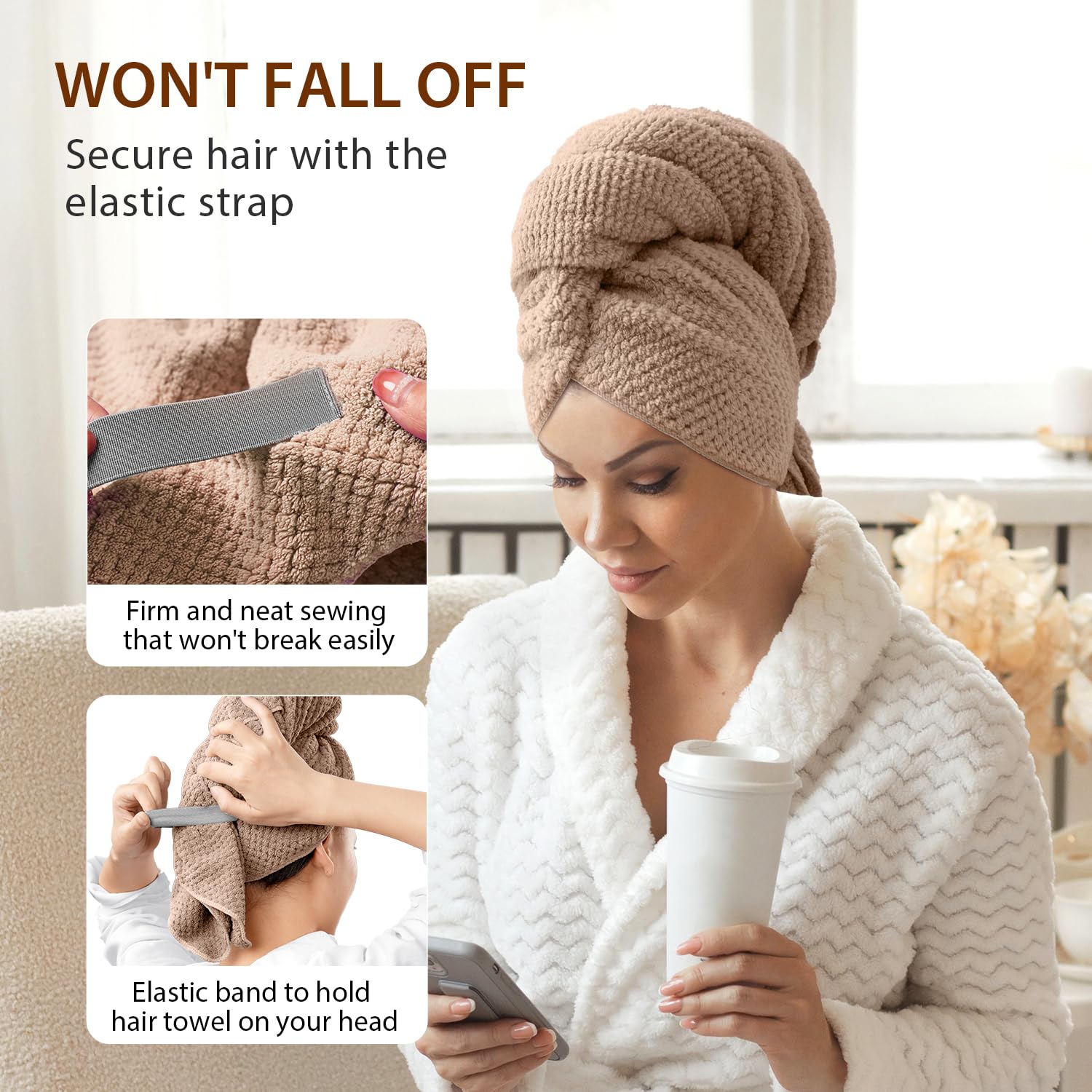 YFONG elastic strap detail showing reinforced hold for no-slip convenience benefit