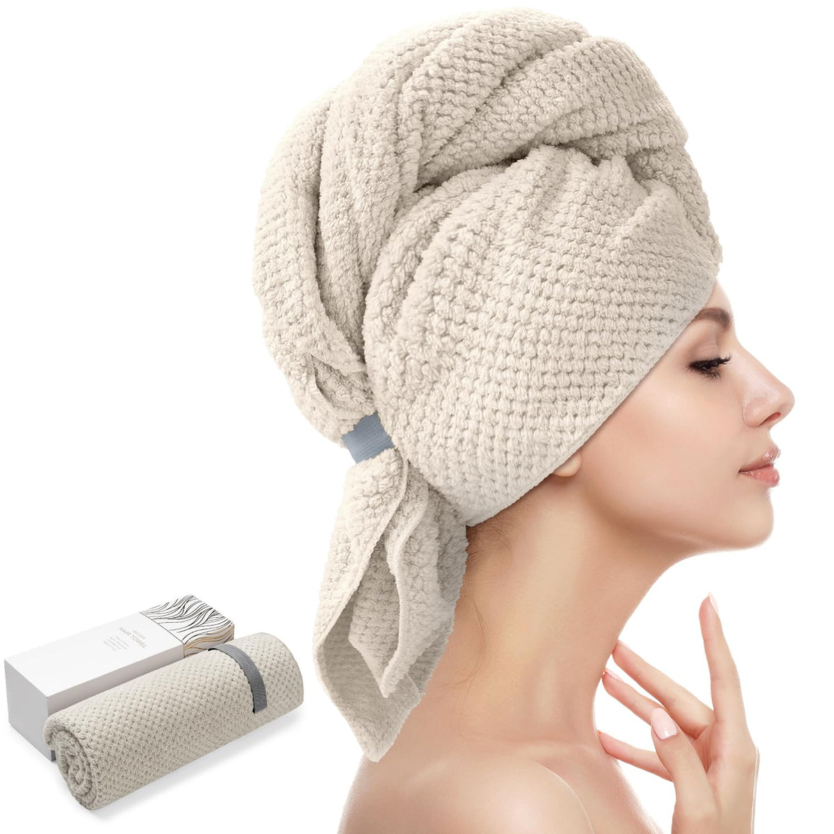 YFONG front view of large microfiber towel showing full coverage benefit