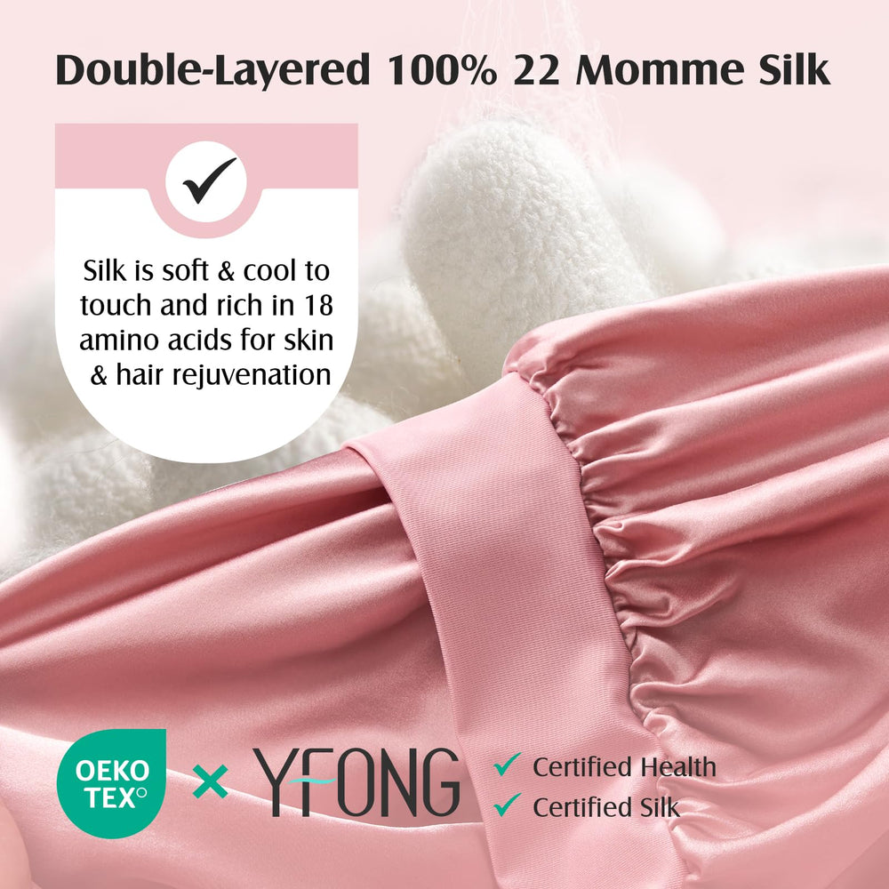 YFONG close-up of 22 momme mulberry silk texture highlighting smooth, low-friction surface