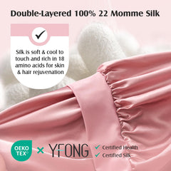 YFONG close-up of 22 momme mulberry silk texture highlighting smooth, low-friction surface