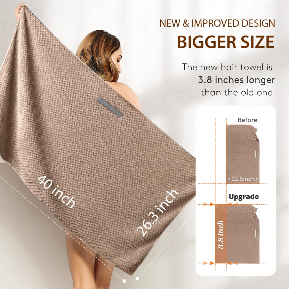 YFONG beside regular towel size comparison illustrating extra coverage benefit