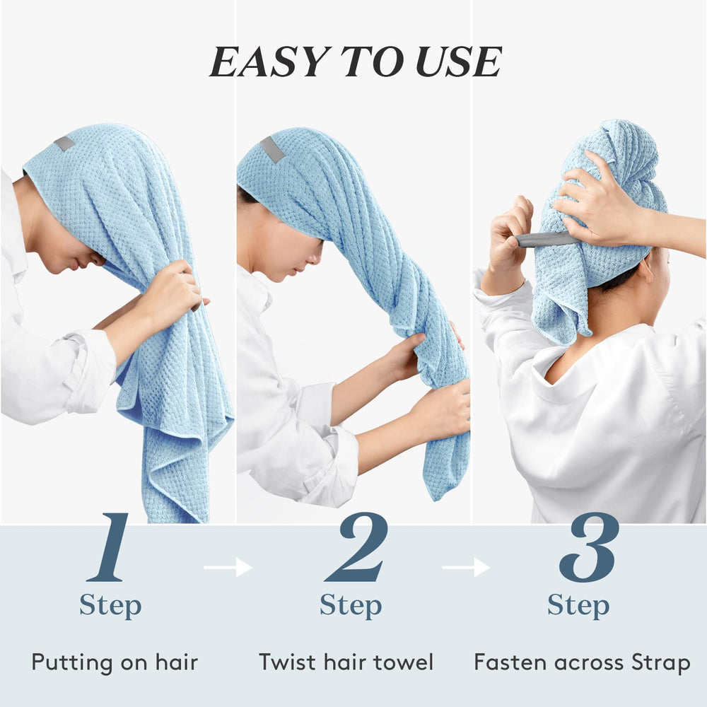 YFONG towel absorbing water from wet hair to speed drying