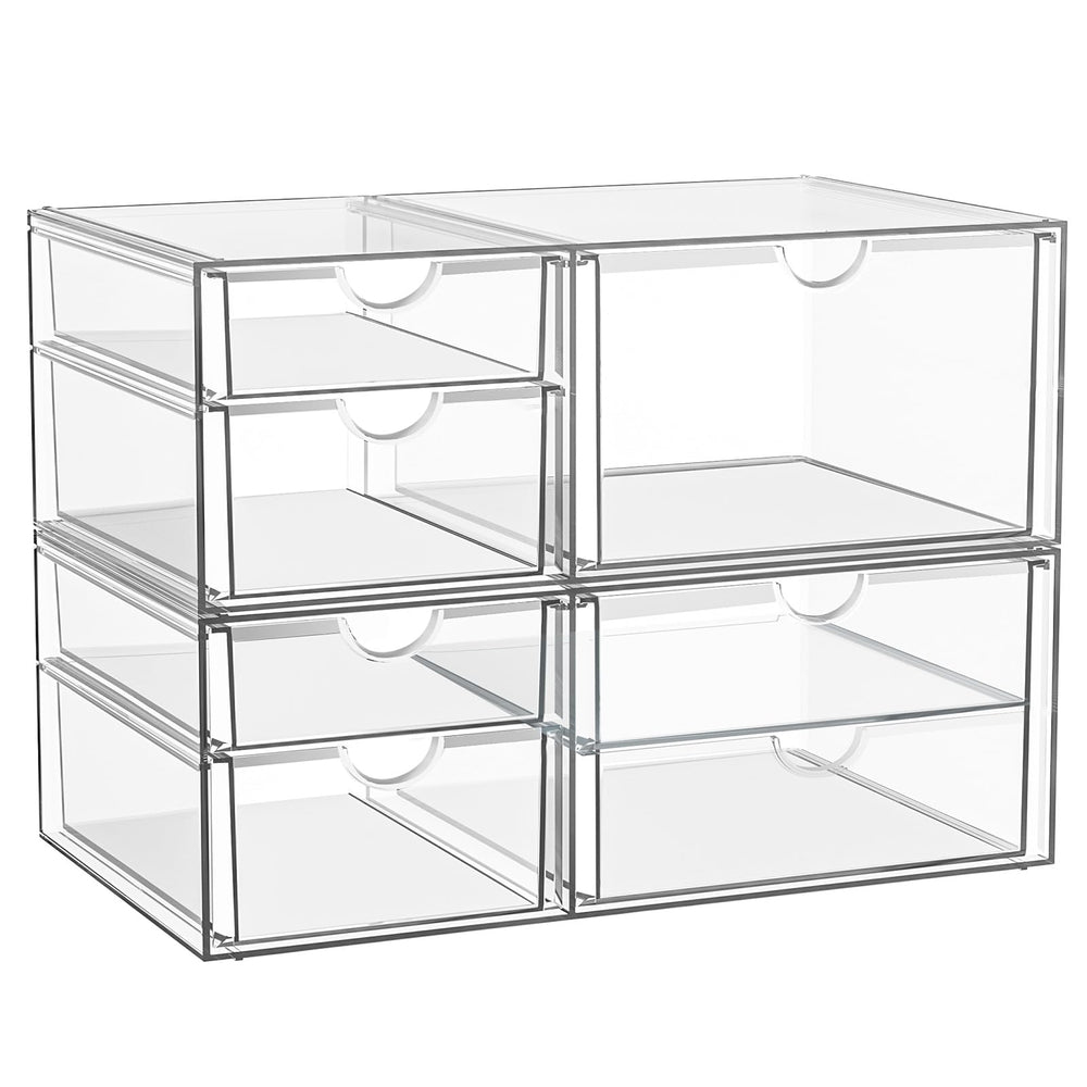 YFXCVSL front view of clear drawers showing neat storage and easy visibility