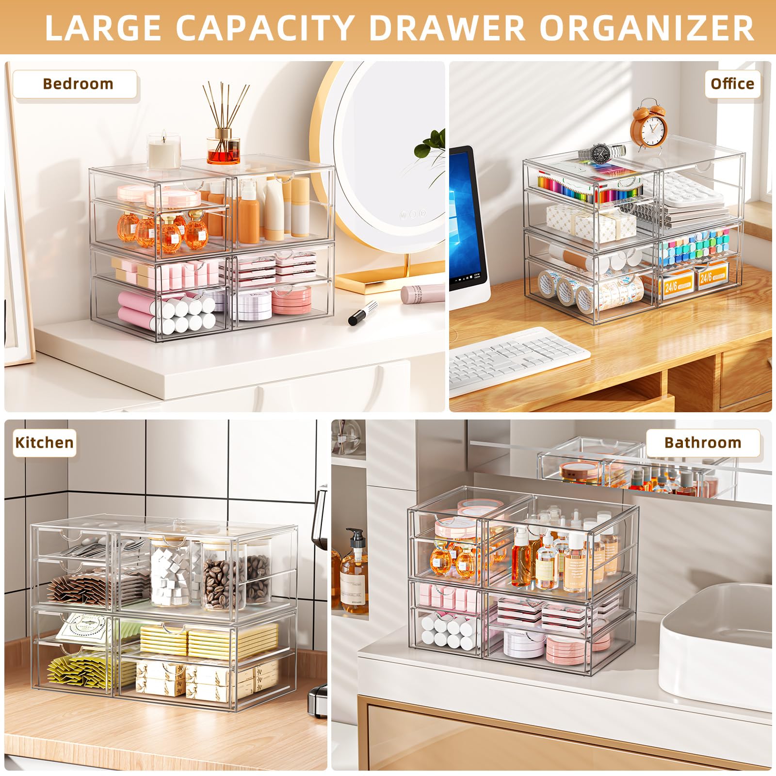 YFXCVSL top view filled with makeup demonstrating quick access to cosmetics