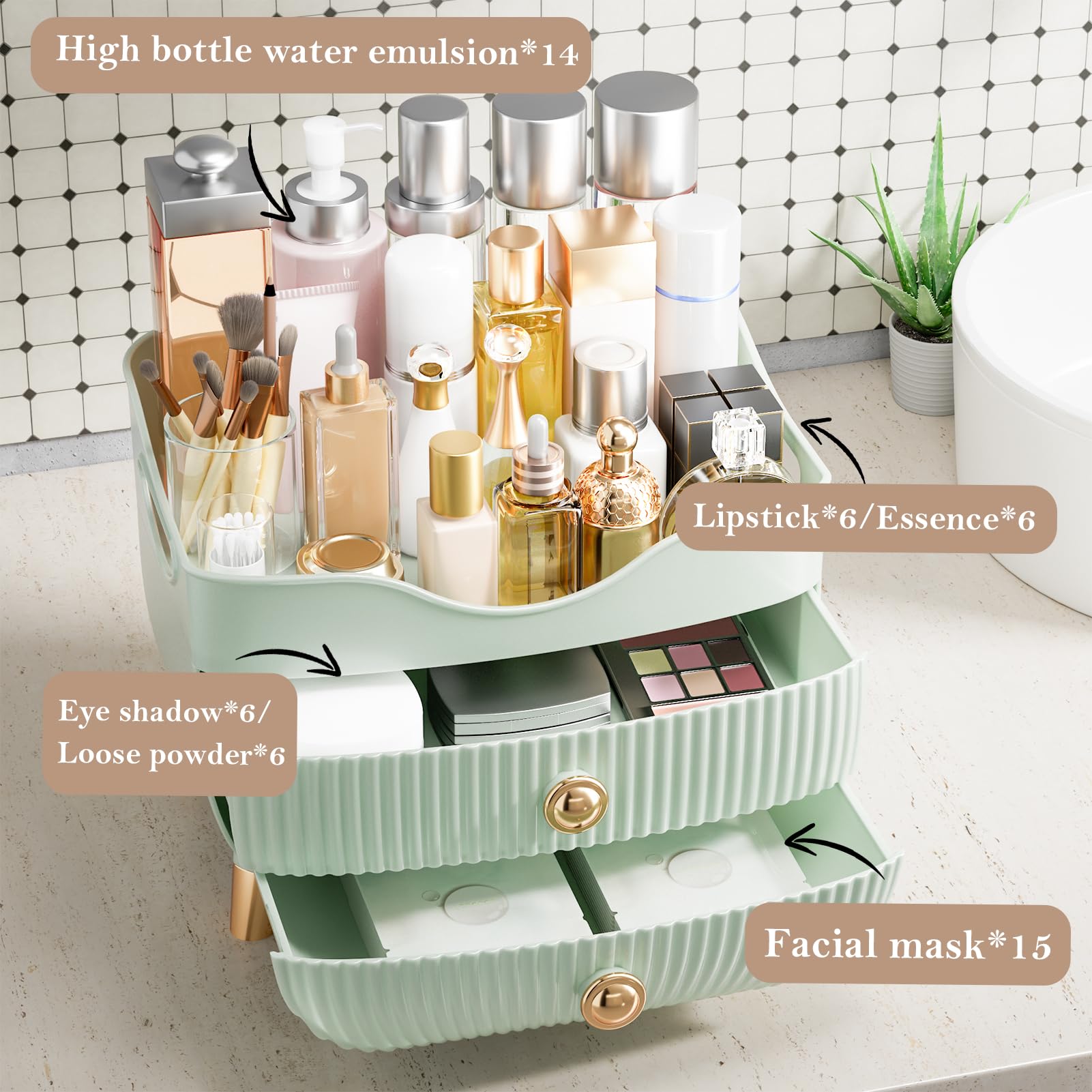 YGJT open drawer displaying makeup storage and easy access benefit