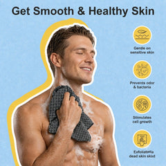 Yiclick 40-inch body scrubber stretched out demonstrating full back reach