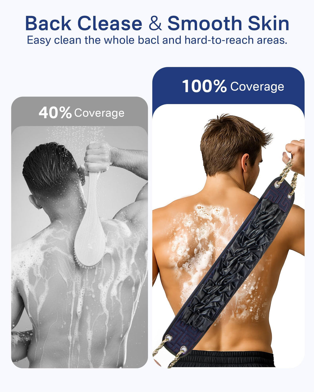 Yiclick close-up of soft loofah side creating rich lather gently