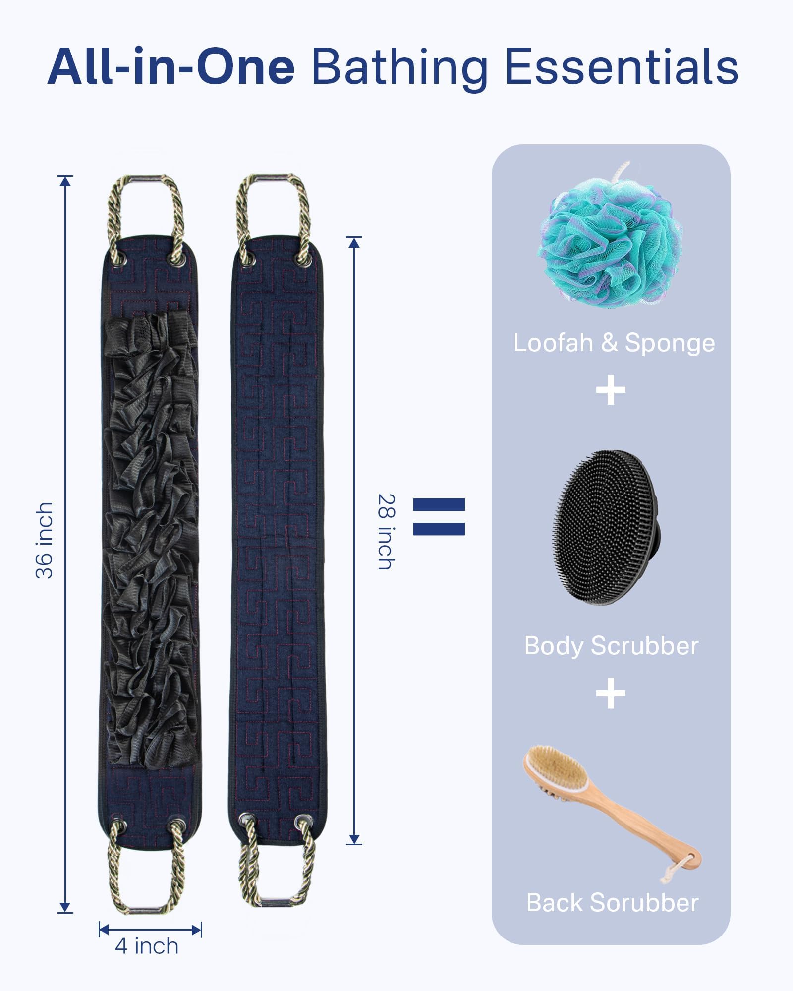 Yiclick scrubber next to a hand to show length and reach benefit