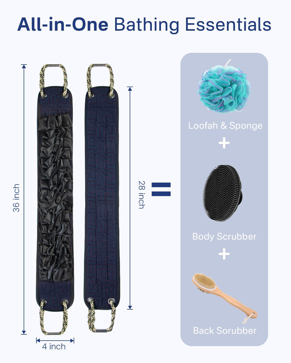 Yiclick scrubber next to a hand to show length and reach benefit
