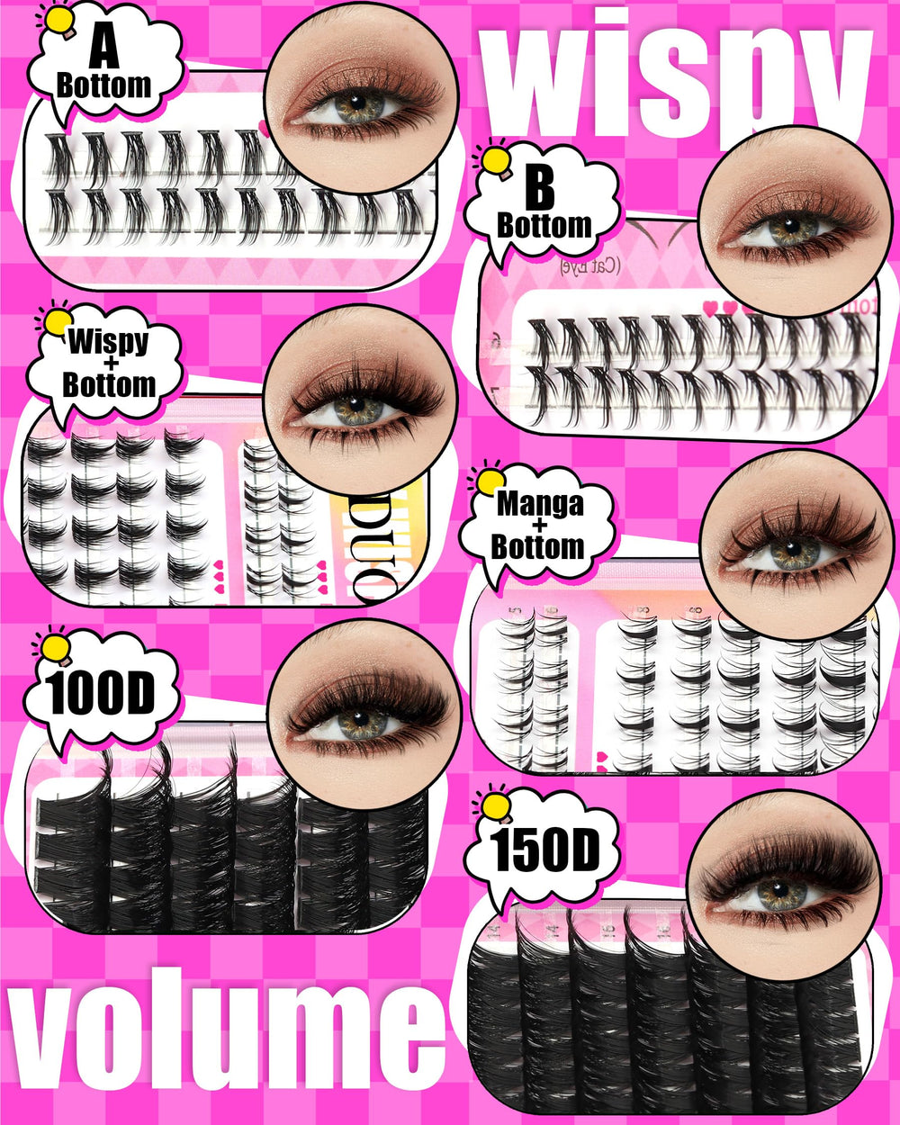 YIDUO two styles of bottom lashes displayed to add lower-lash definition