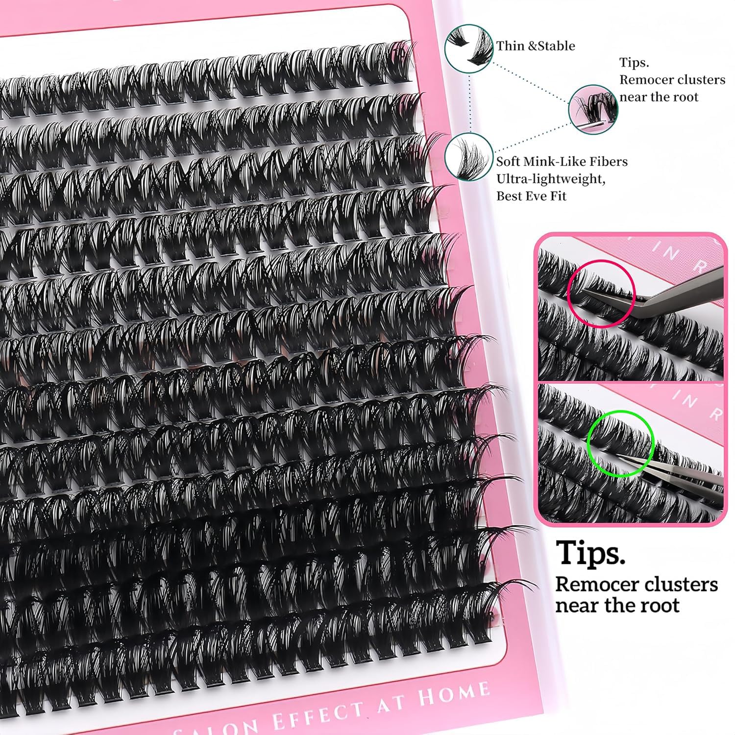 YIDUO close-up of cluster lash tips showing soft fibers for natural blend