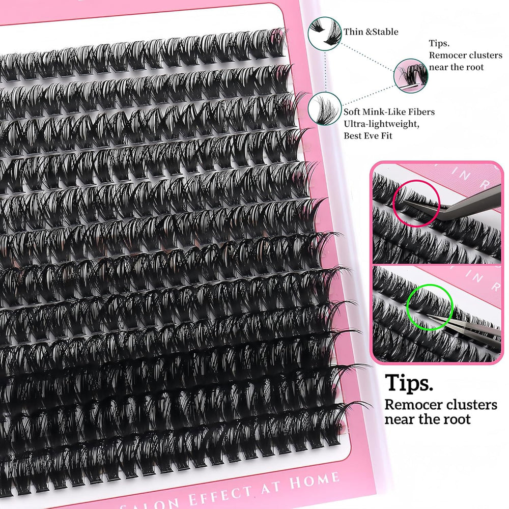 YIDUO close-up of cluster lash tips showing soft fibers for natural blend