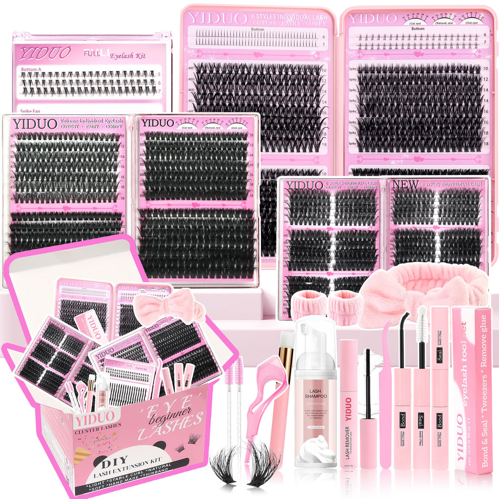 YIDUO front packaging showing full cluster lash kit and included tools, great value