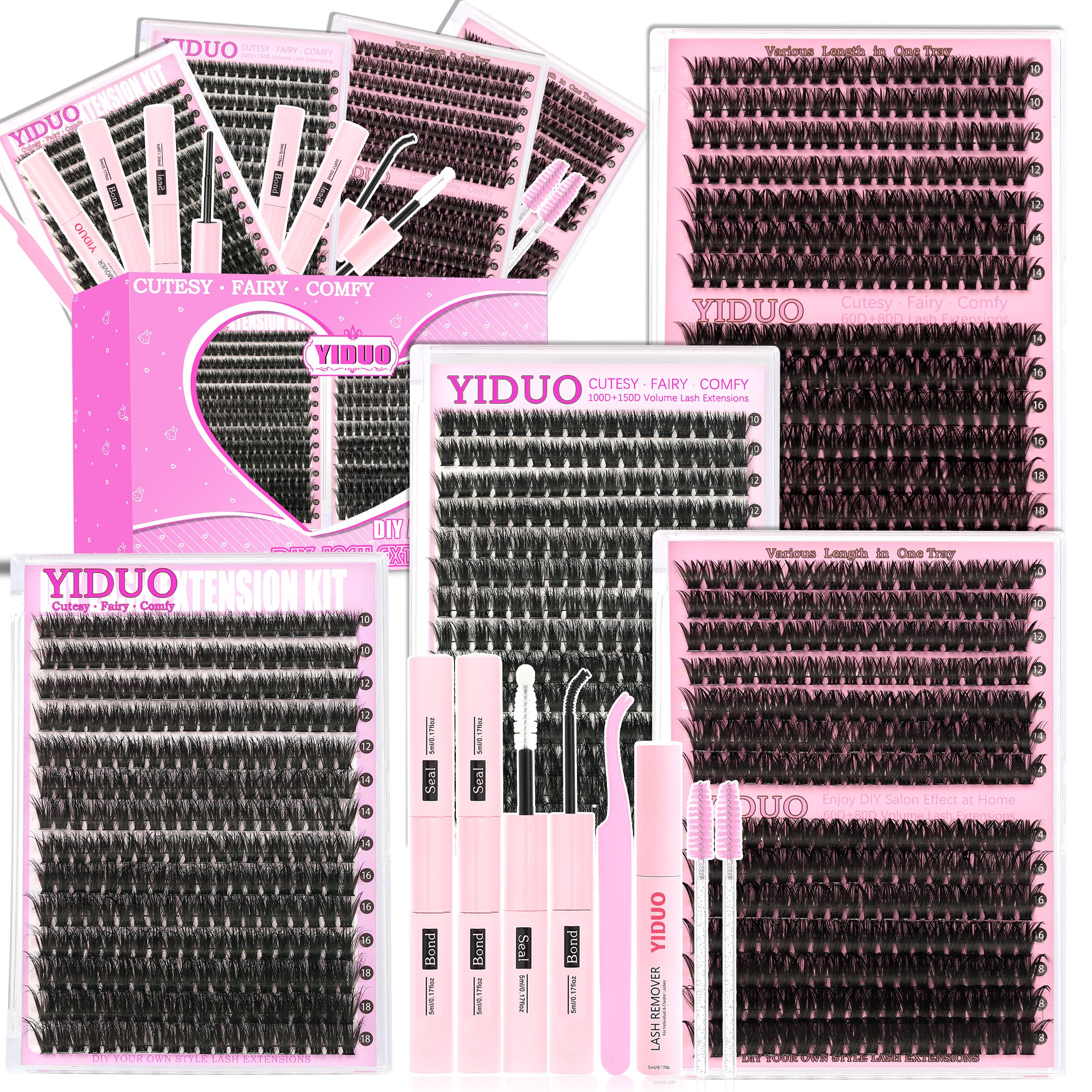 YIDUO front packaging showing full lash kit and included tools for easy DIY