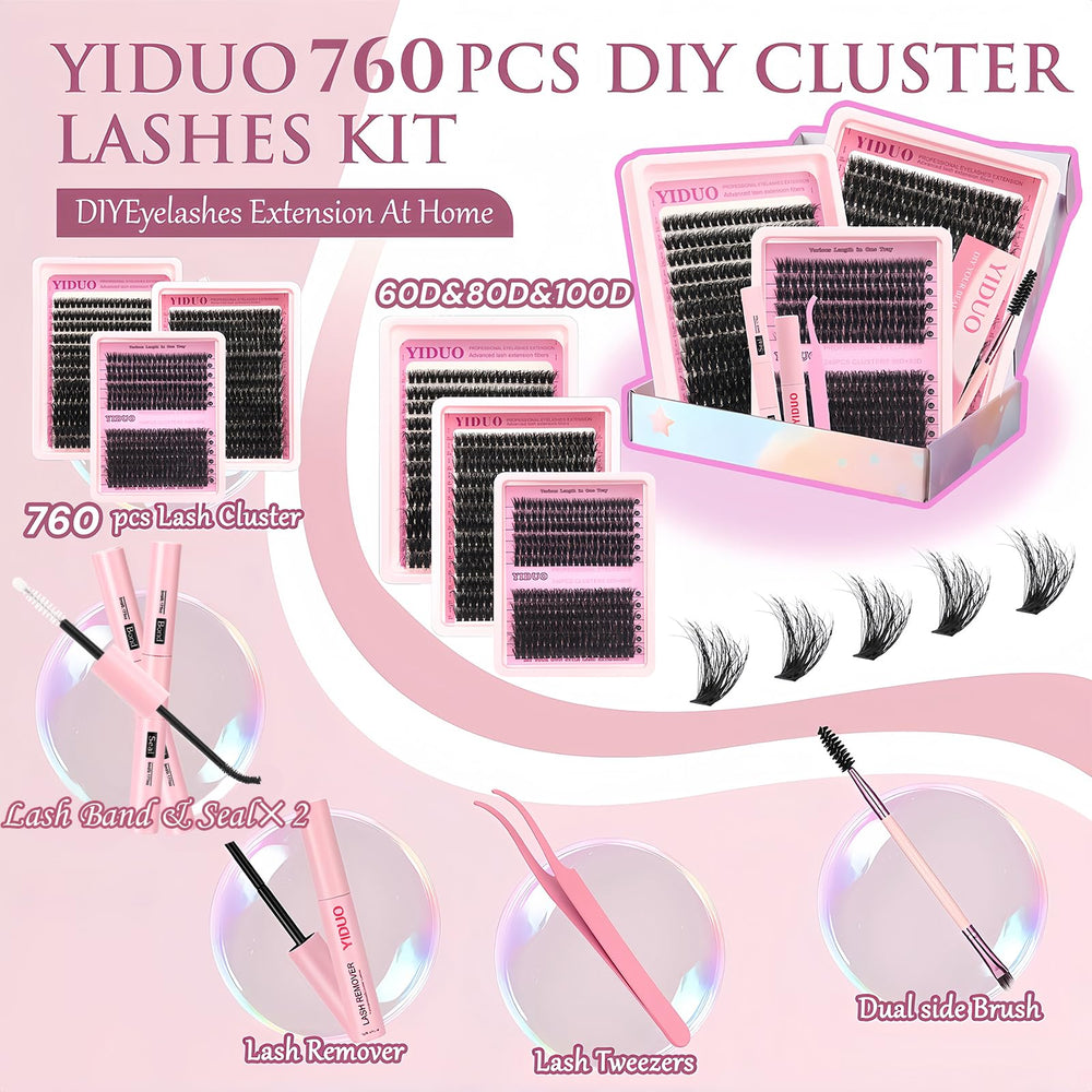 YIDUO model wearing cluster lashes for natural voluminous effect