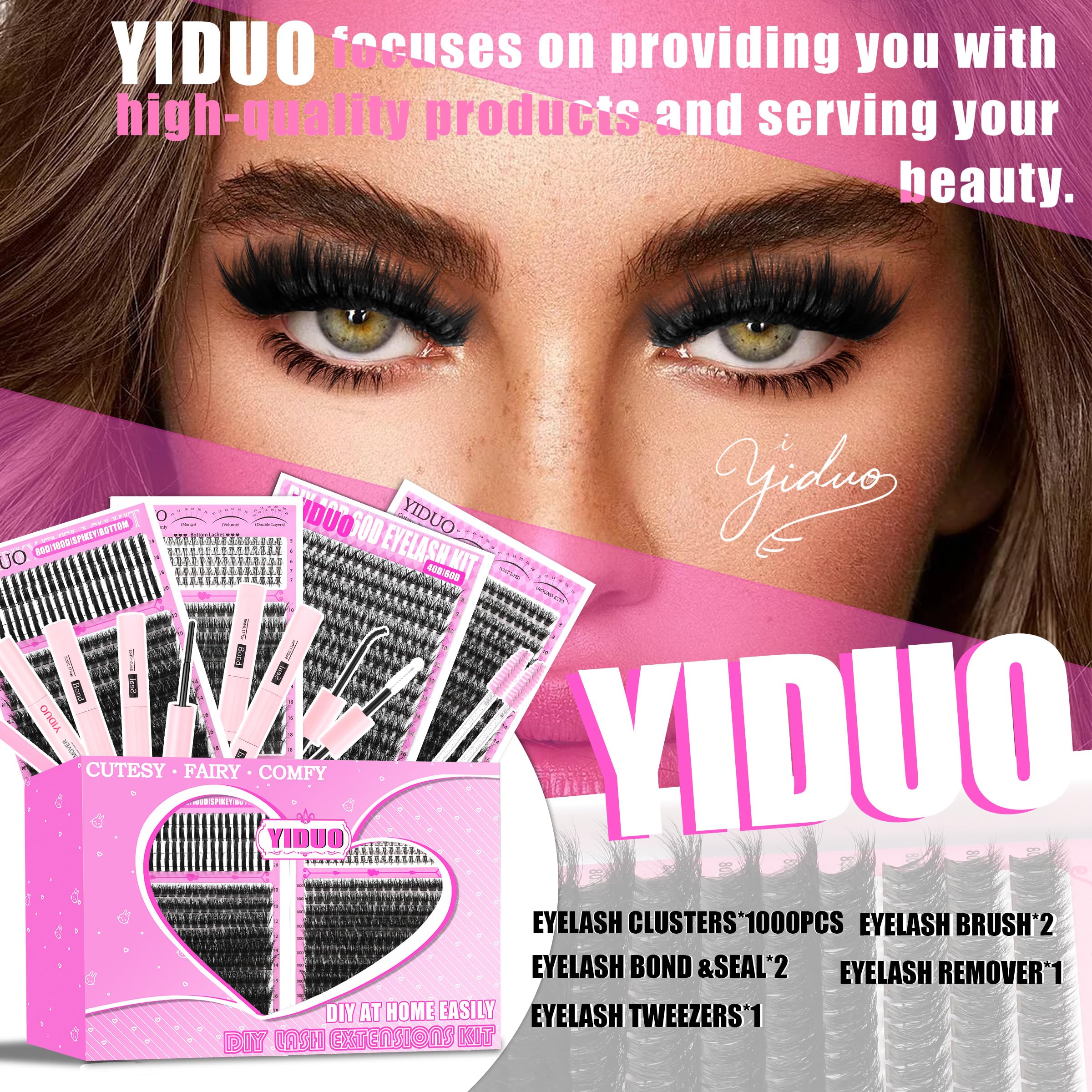 YIDUO spike and bottom clusters arranged for accenting and lower-lash use