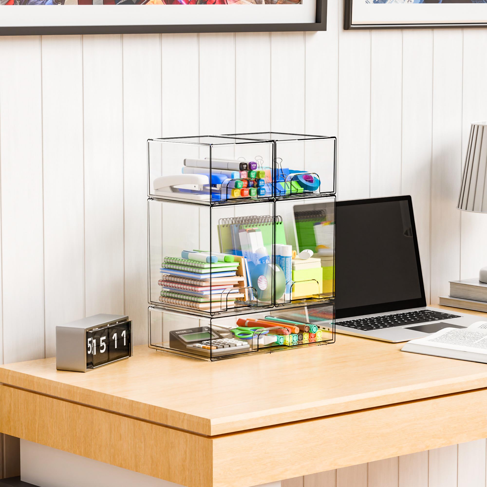 Yieach on bathroom counter keeping pacifiers and supplies dust-free