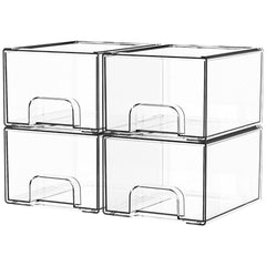 Yieach clear stackable front view showing organized storage and easy access