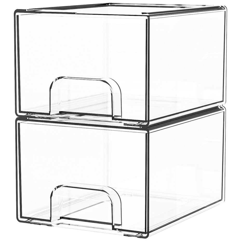 Yieach front view pack showing two clear stackable drawers for neat storage