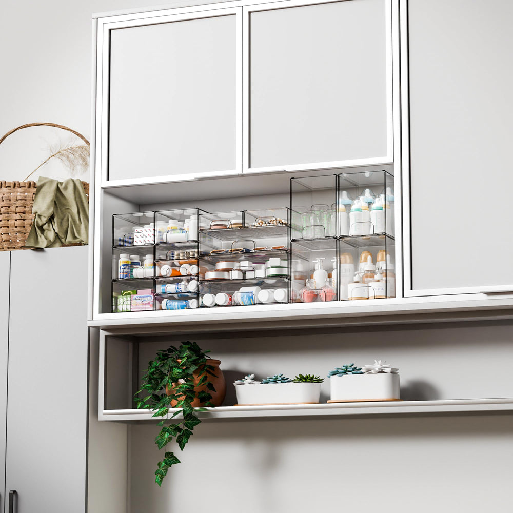 Yieach stacked drawers side profile saving vertical space effectively