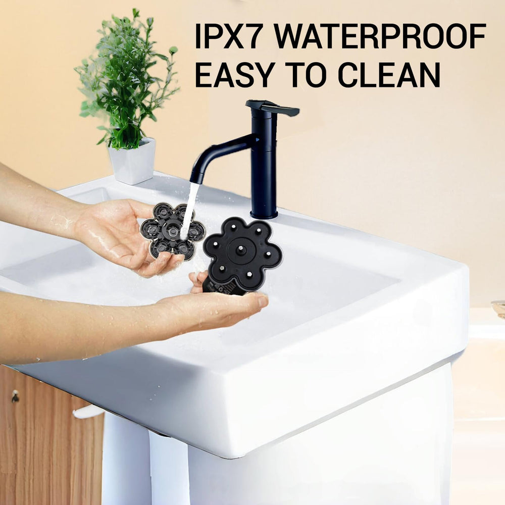 Yieyosd replacement head under running water showing waterproof cleaning benefit