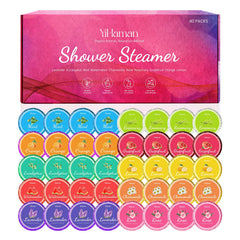 YiHaman front packaging showing 40 shower steamers and scent icons for easy gifting