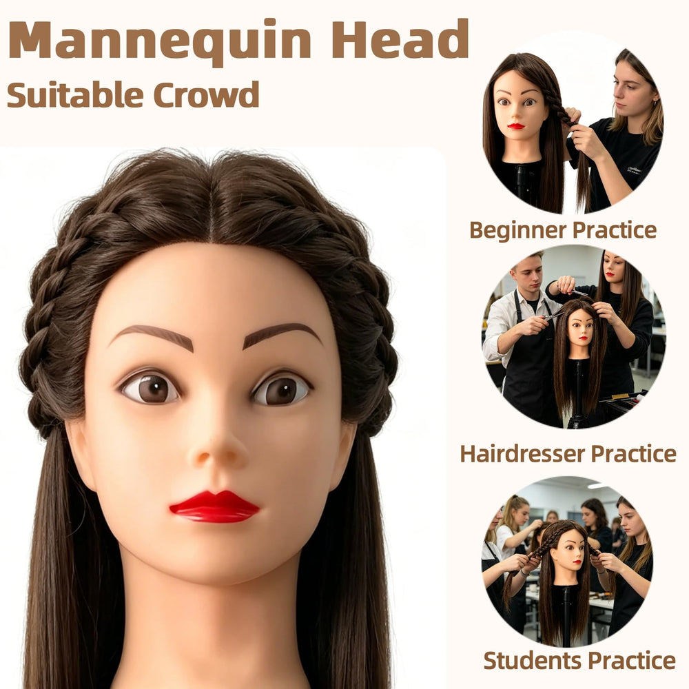 Yiifiulyn mannequin with hands braiding hair to practice French braid techniques