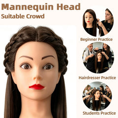 Yiifiulyn mannequin with hands braiding hair to practice French braid techniques