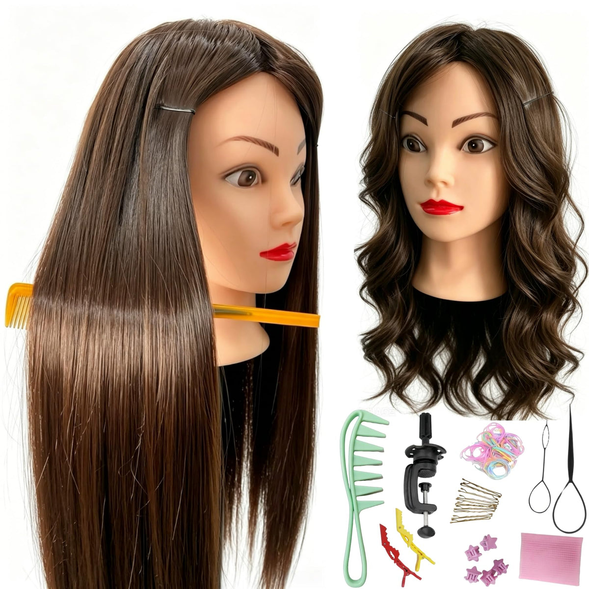 Yiifiulyn front view showing full mannequin head and smooth long hair for styling practice
