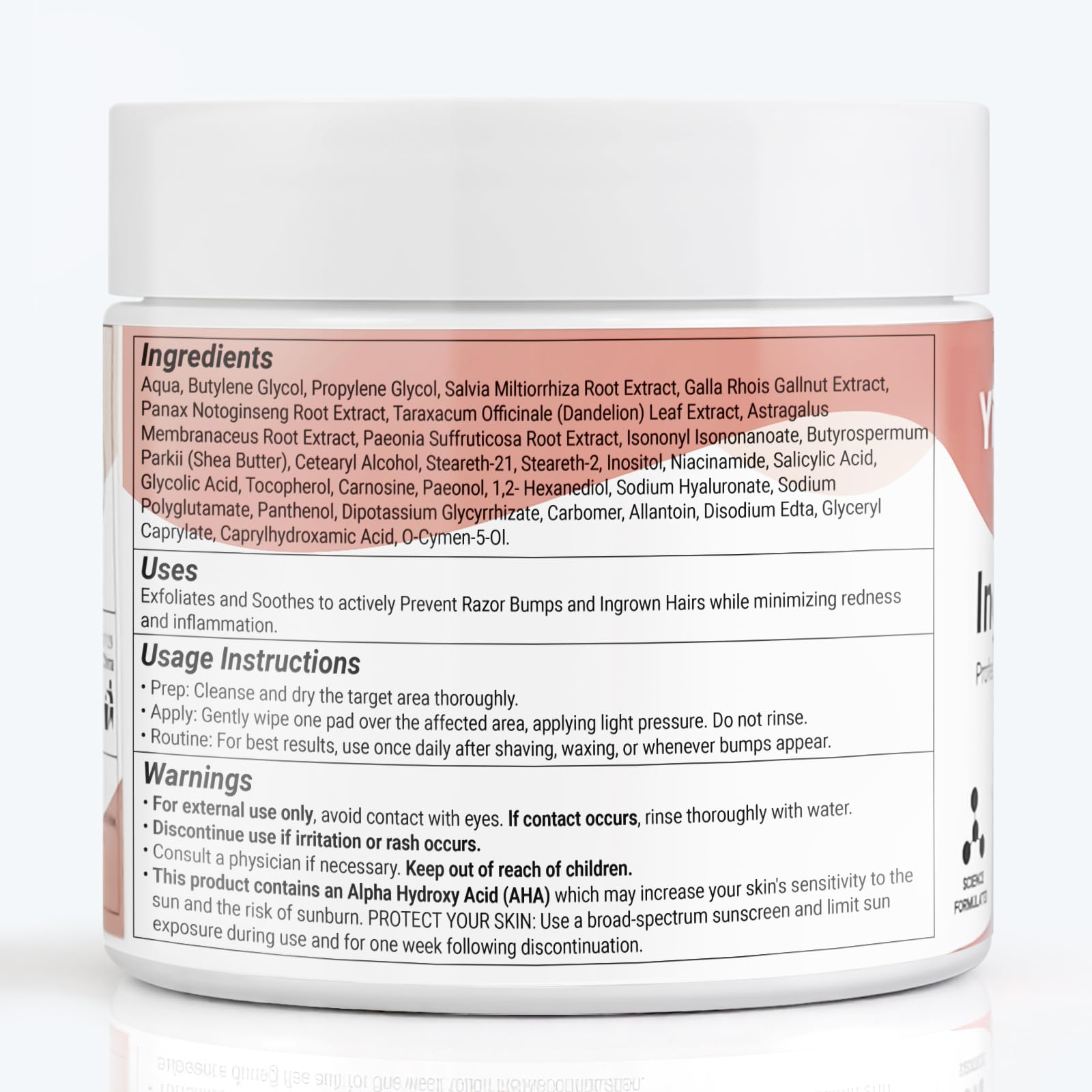 yimimde botanical ingredients display emphasizing soothing plant extracts