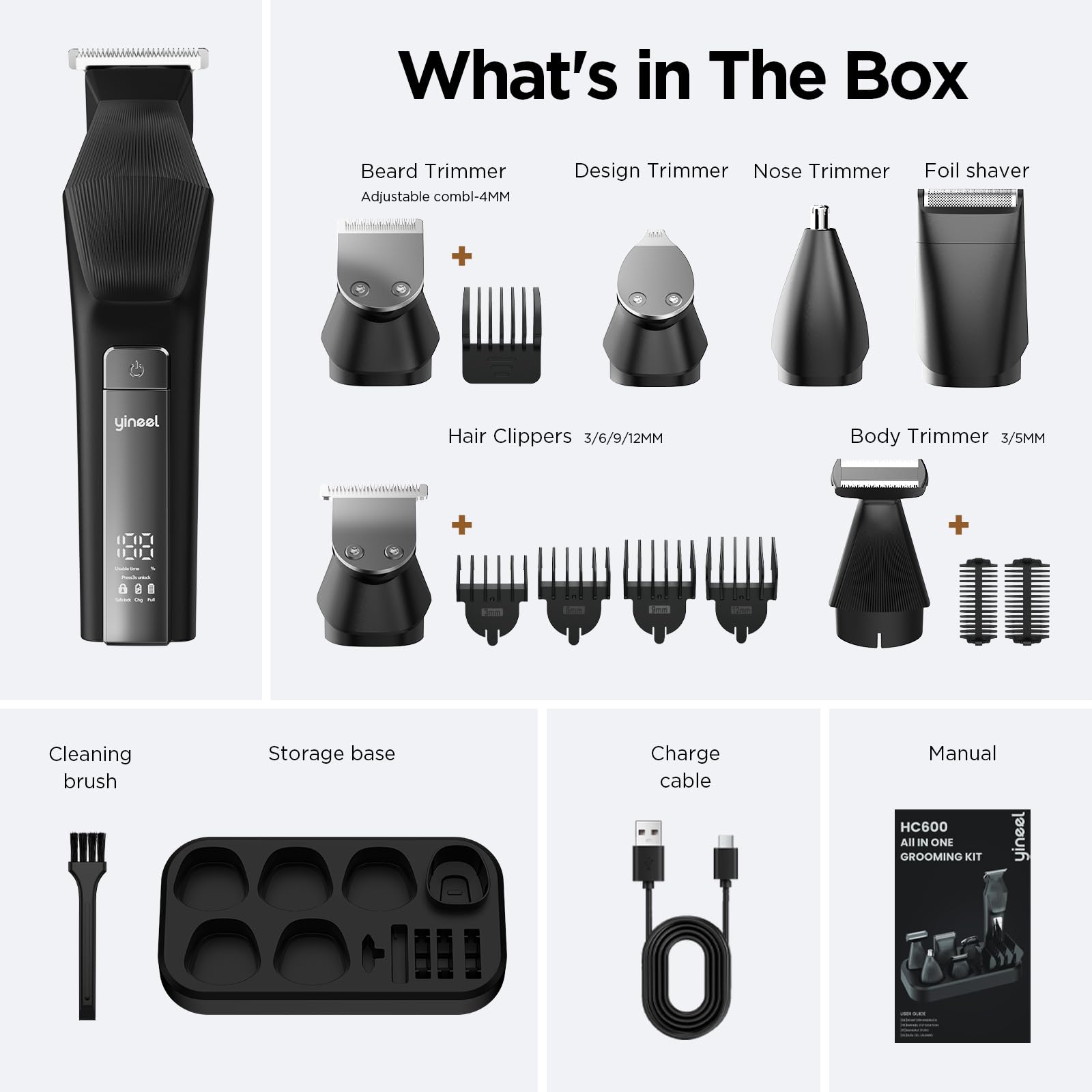 Yineel HC600 on vanity in lifestyle scene as a complete grooming solution