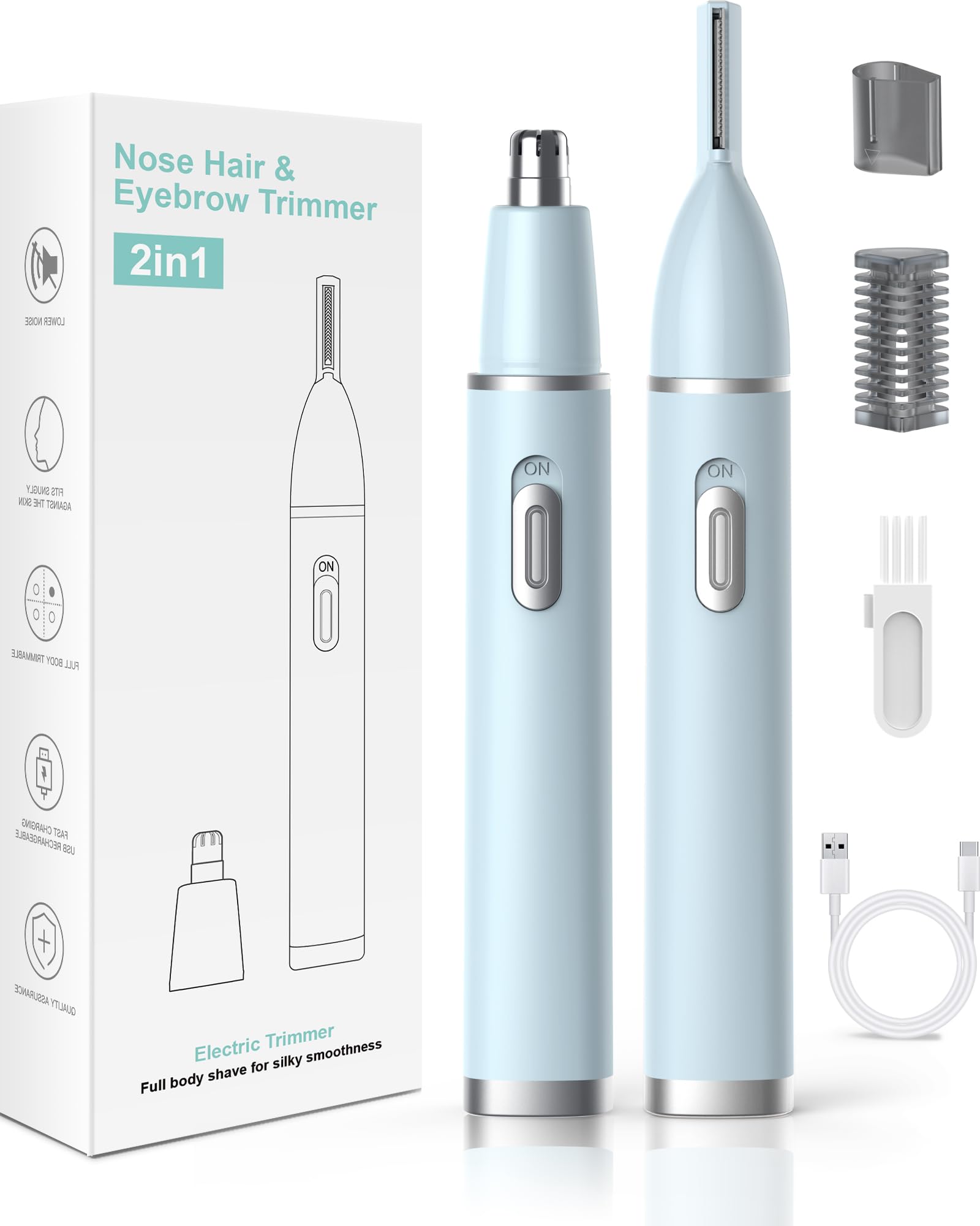 Yinowt front packaging showing blue trimmer and accessories, convenient grooming