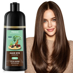 Yioscci bottle front view showing brown shade and packaging benefit