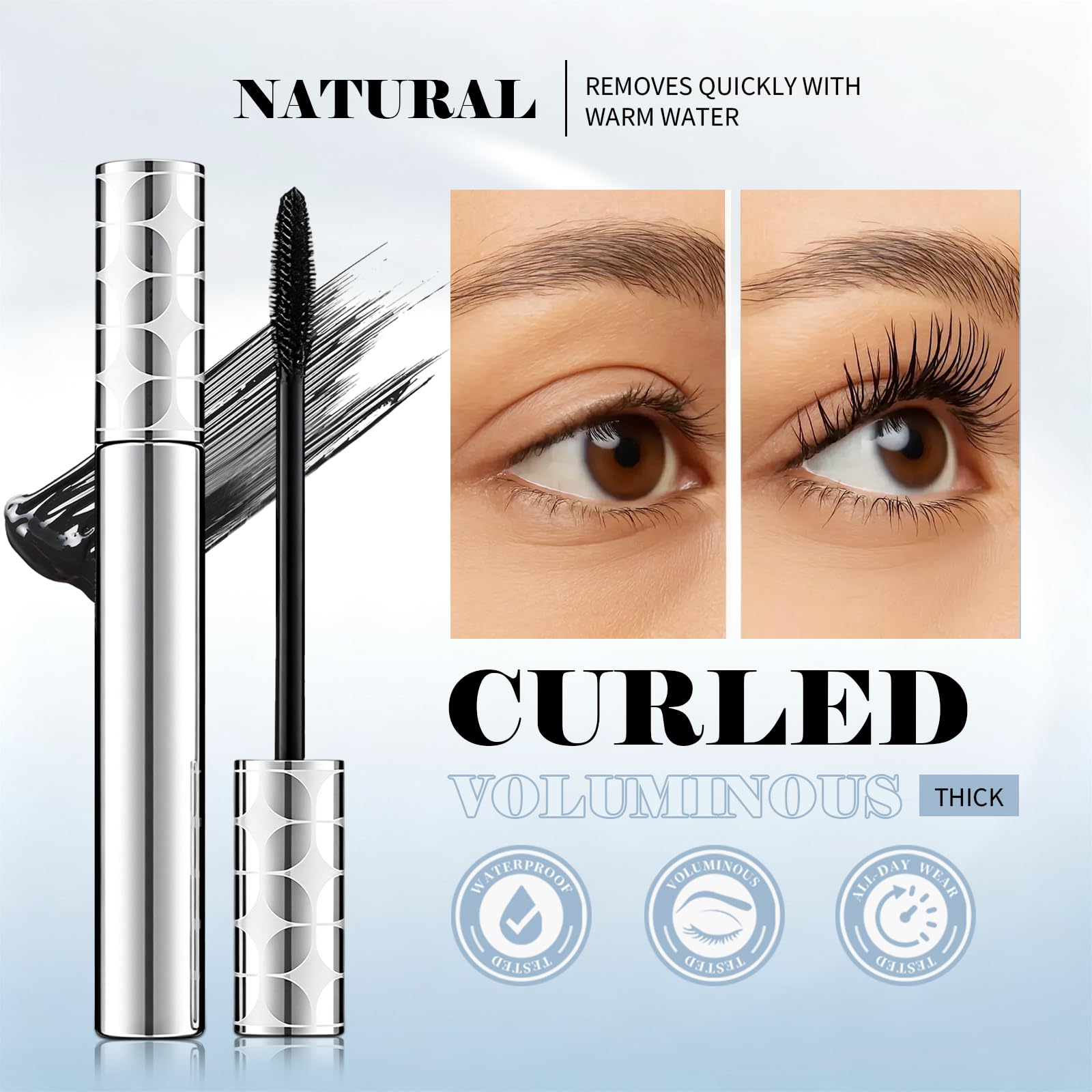 YLbufllay curved brush profile highlighting lift and curl benefit