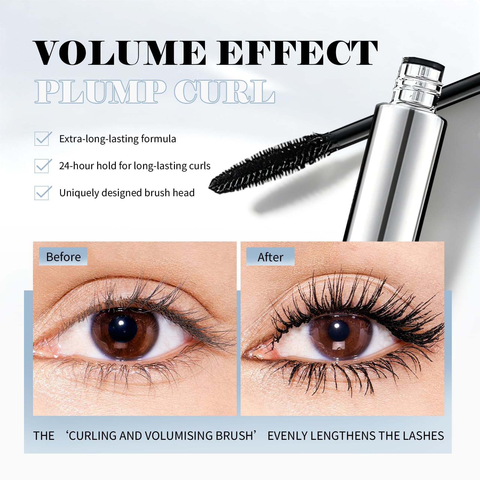 YLbufllay mascara texture swatch showing deep-black pigment and fiber finish