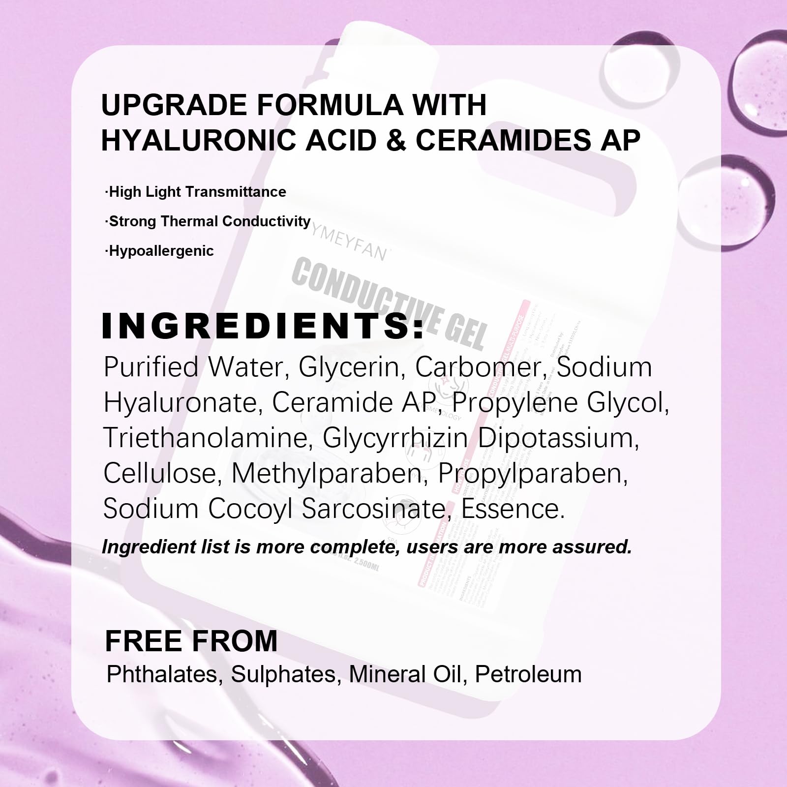 YMEYFAN bottle cap and ingredient label highlighting safety and ingredient clarity