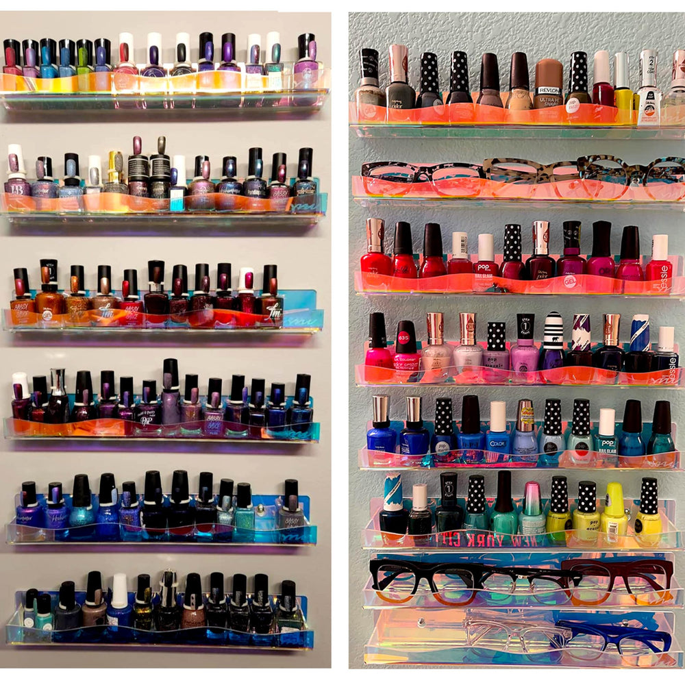 YMVV wall-mounted shelf in salon setting improving display and workspace organization