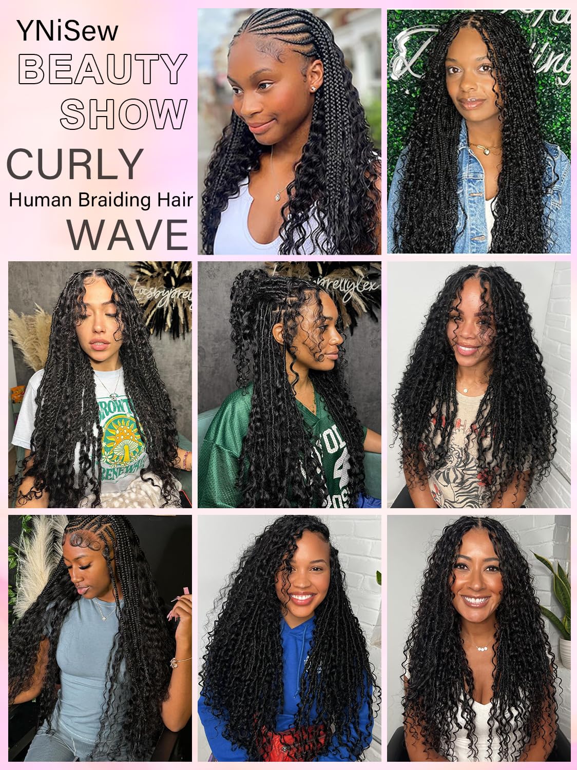 YNiSew finished boho braids in outdoor setting showing lightweight comfort
