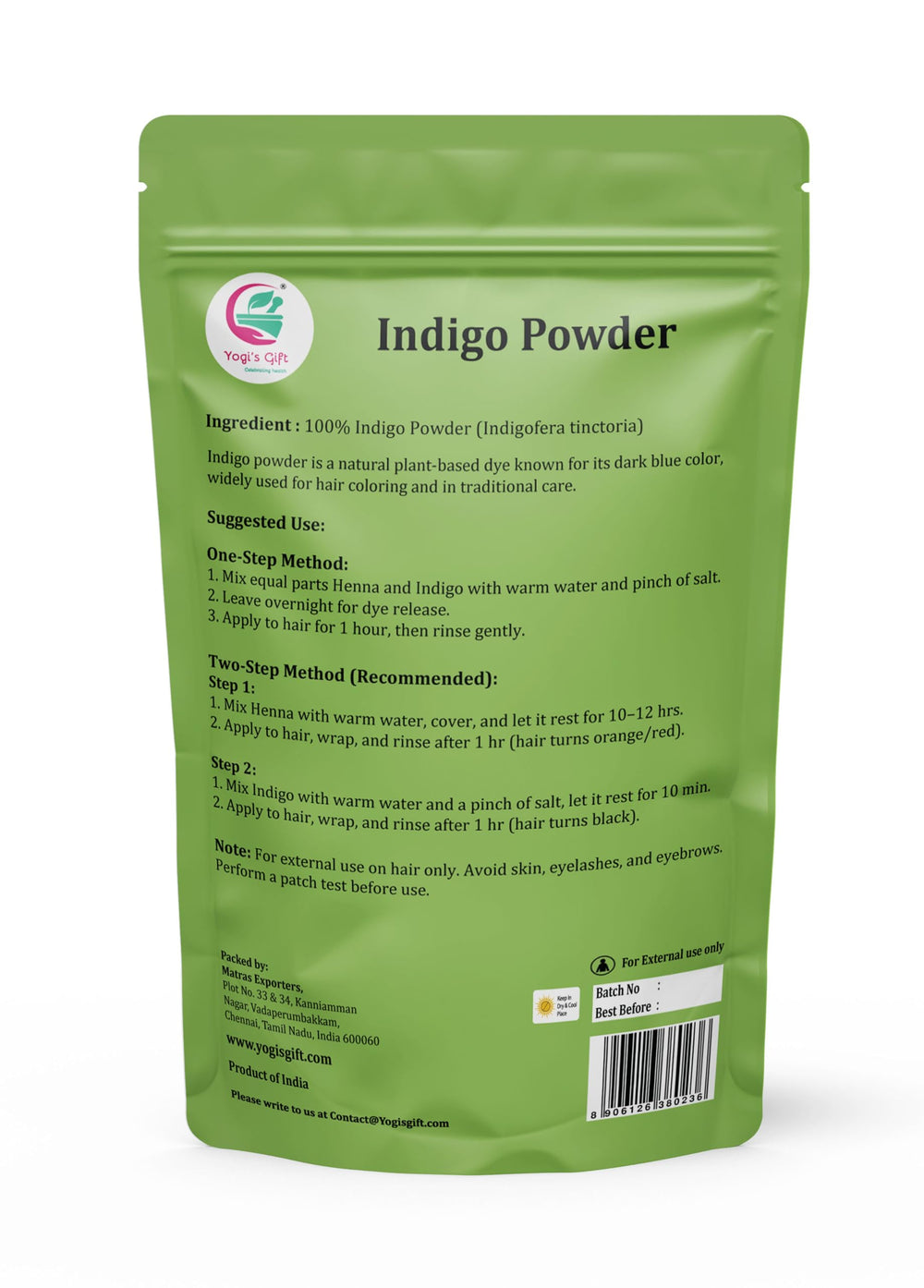 YOGI’S GIFT close-up of fine indigo powder texture, ensures smooth mixability