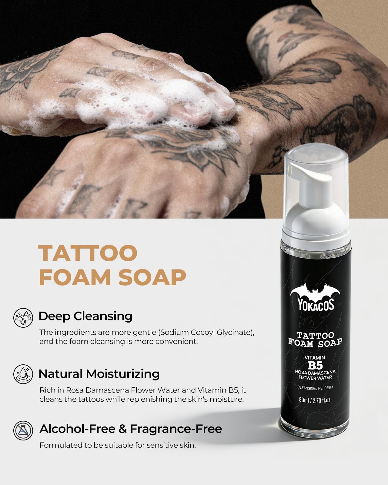 YOKACOS products arranged sequentially demonstrating step-by-step routine