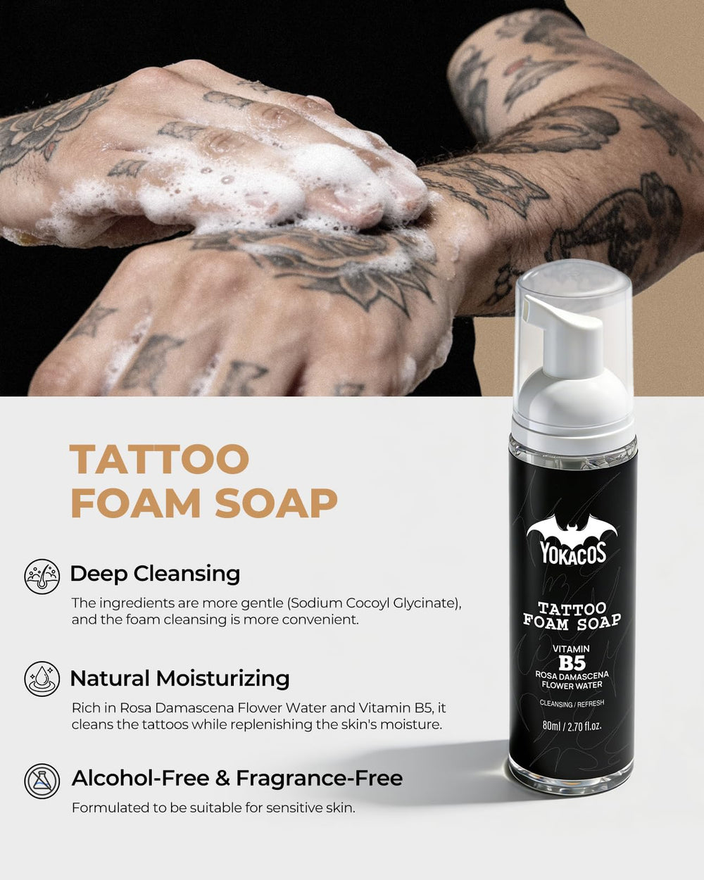YOKACOS products arranged sequentially demonstrating step-by-step routine