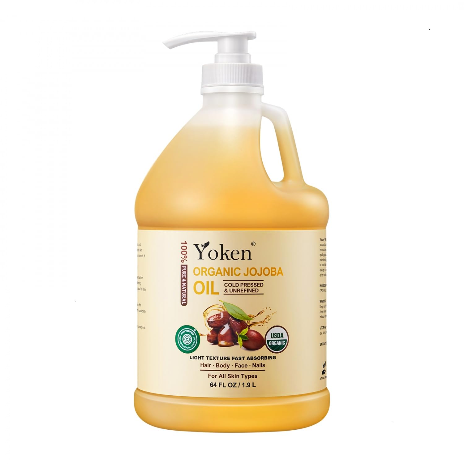 Yoken 64oz bottle front view showing size and packaging benefit