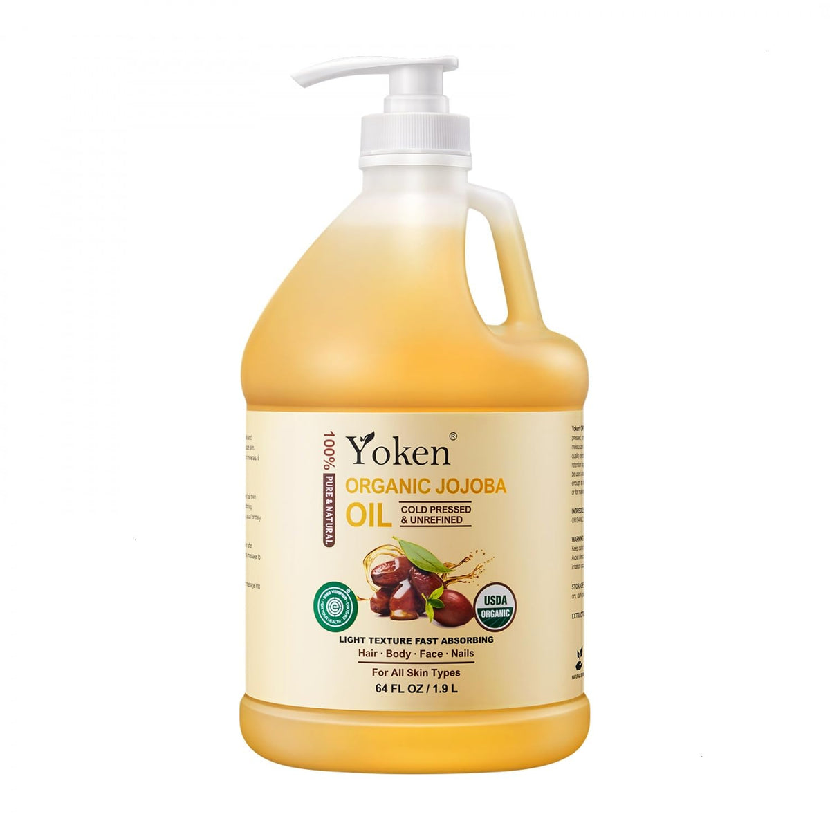 Yoken 64oz bottle front view showing size and packaging benefit